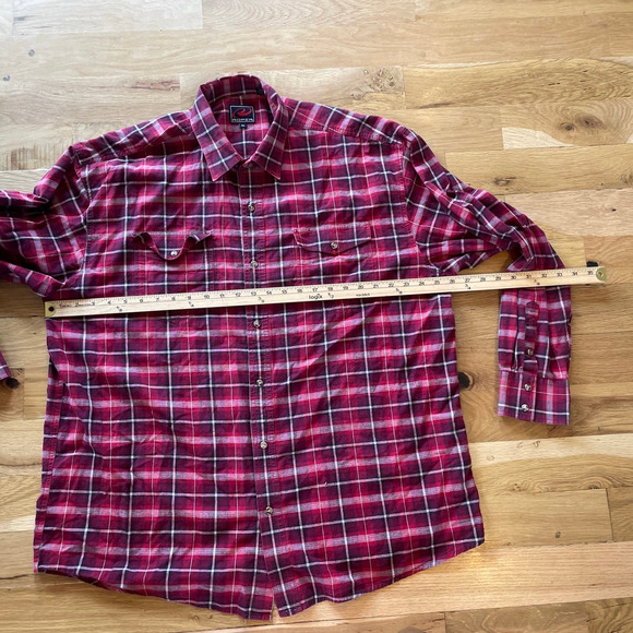 Mens ROPER Pearl Snap Red Black Plaid Long Sleeve Shirt sz 2XL - Picture 6 of 8